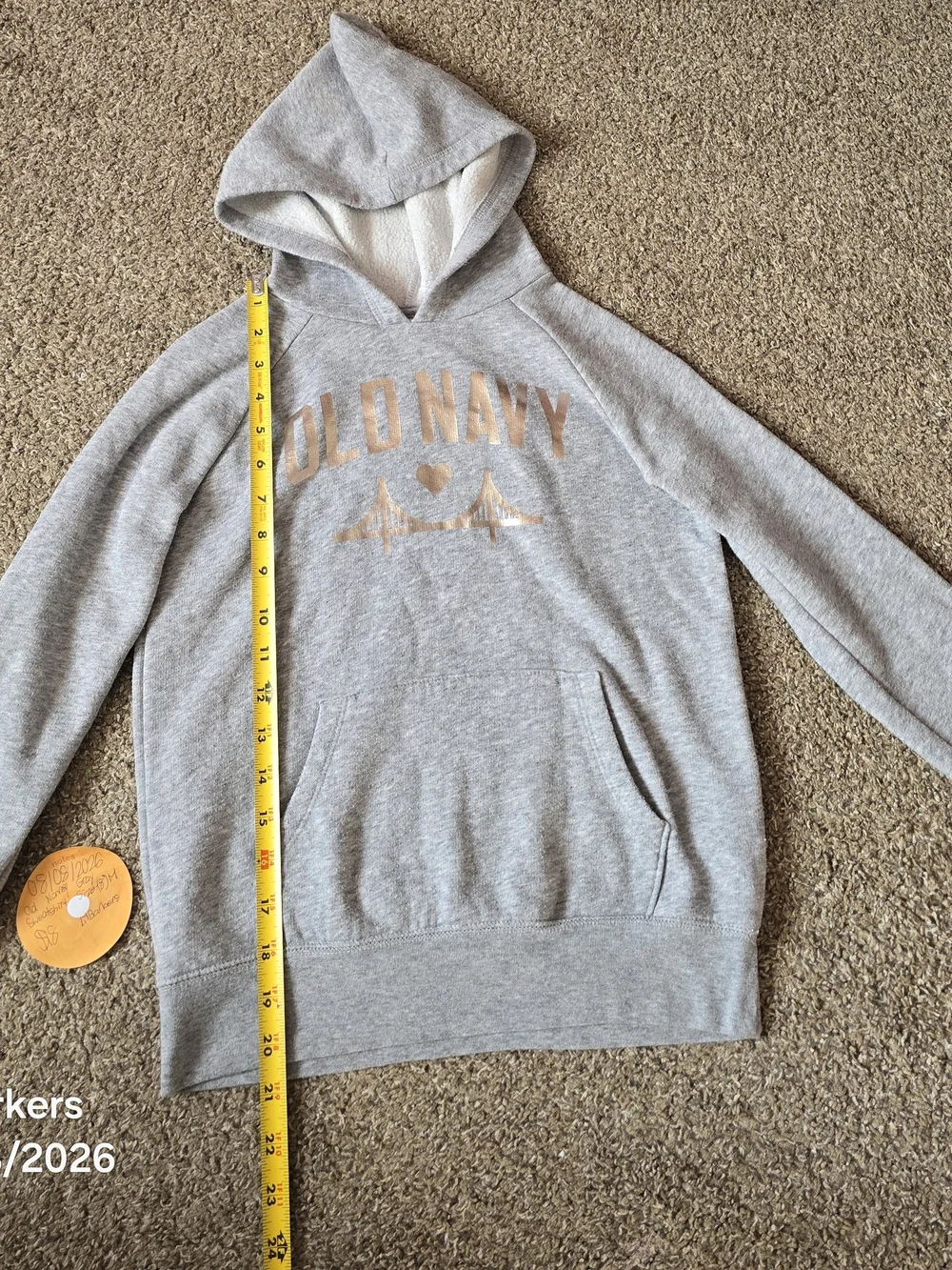 Old Navy Light Gray Hooded Pullover with Metallic Logo